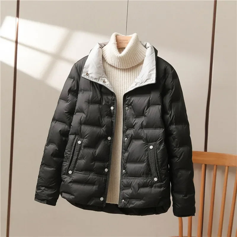 Quilted Puffer Jacket High Neck Insulated Women
