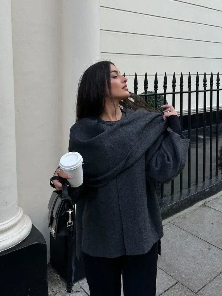 Oversized Longline Wool Blend Classic Coat Women