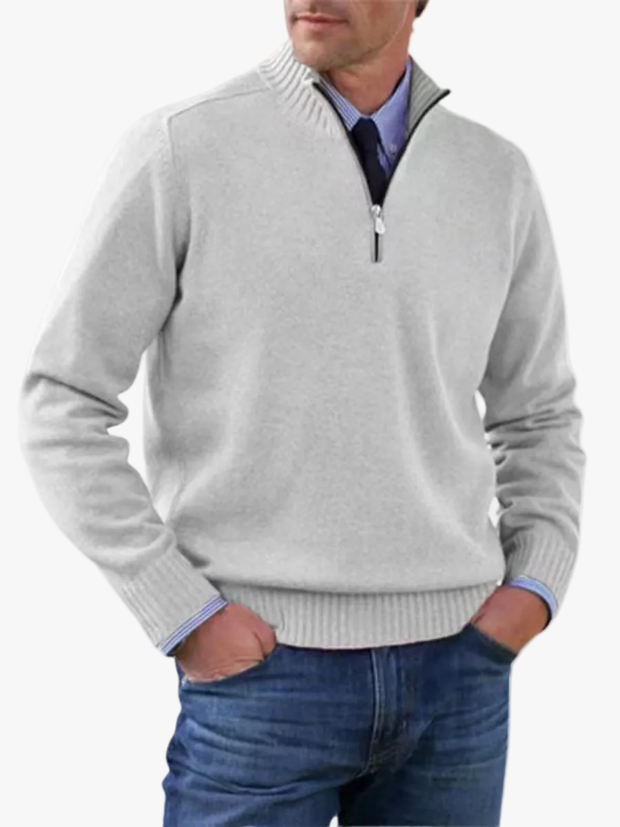 Mens Half Zip Mock Neck Knit Pullover Sweater