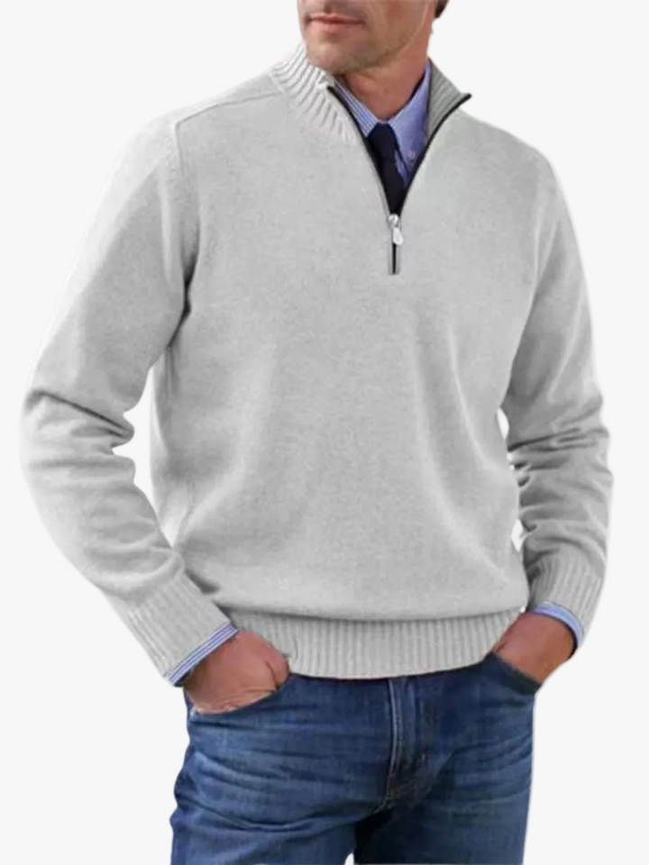 Mens Half Zip Mock Neck Knit Pullover Sweater