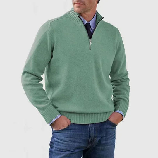 Mens Half Zip Mock Neck Knit Pullover Sweater