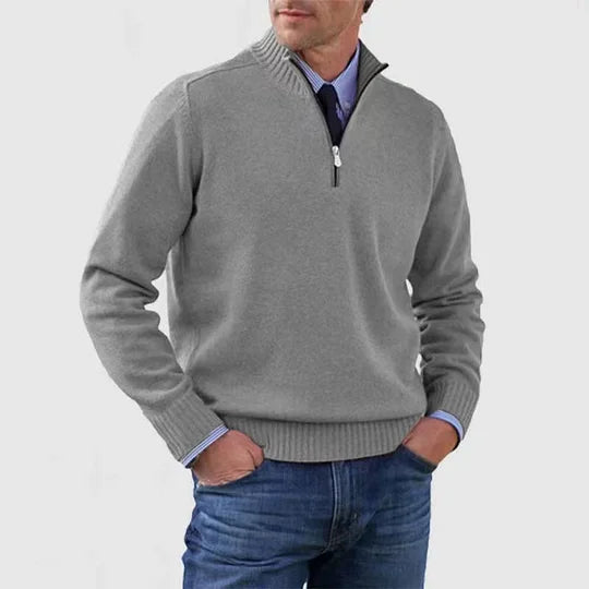 Mens Half Zip Mock Neck Knit Pullover Sweater