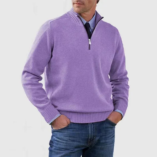Mens Half Zip Mock Neck Knit Pullover Sweater