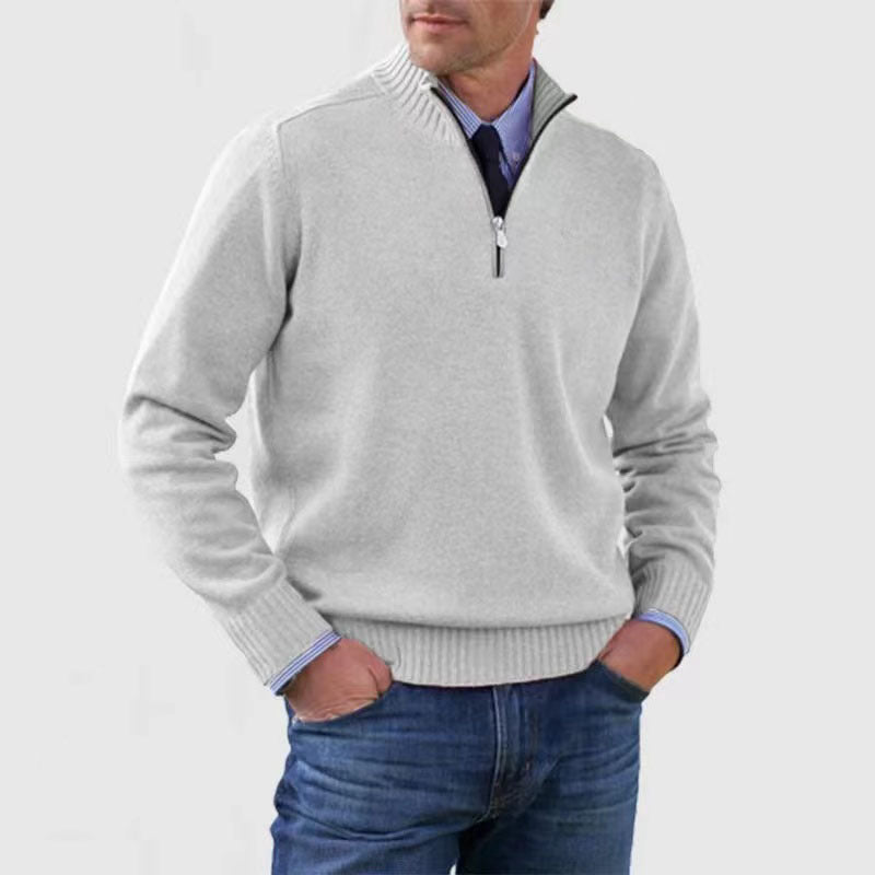 Mens Half Zip Mock Neck Knit Pullover Sweater