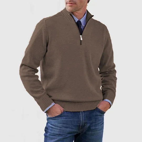 Mens Half Zip Mock Neck Knit Pullover Sweater