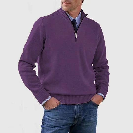 Mens Half Zip Mock Neck Knit Pullover Sweater