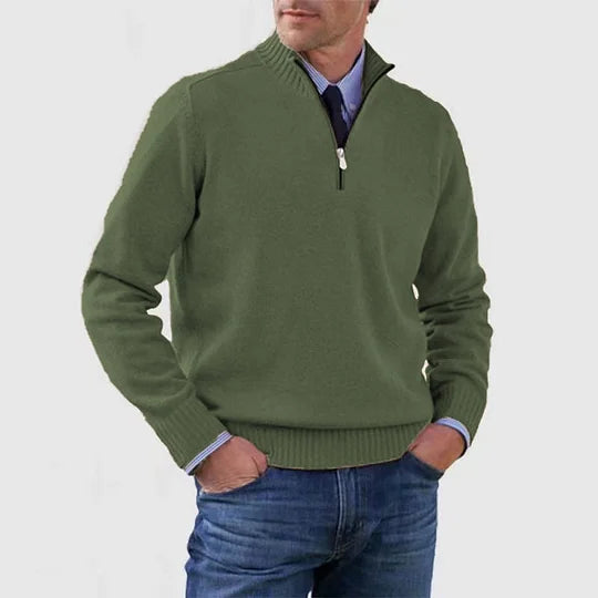 Mens Half Zip Mock Neck Knit Pullover Sweater