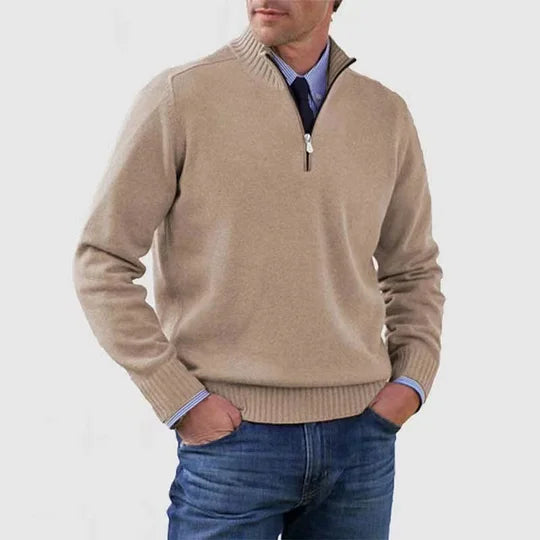 Mens Half Zip Mock Neck Knit Pullover Sweater