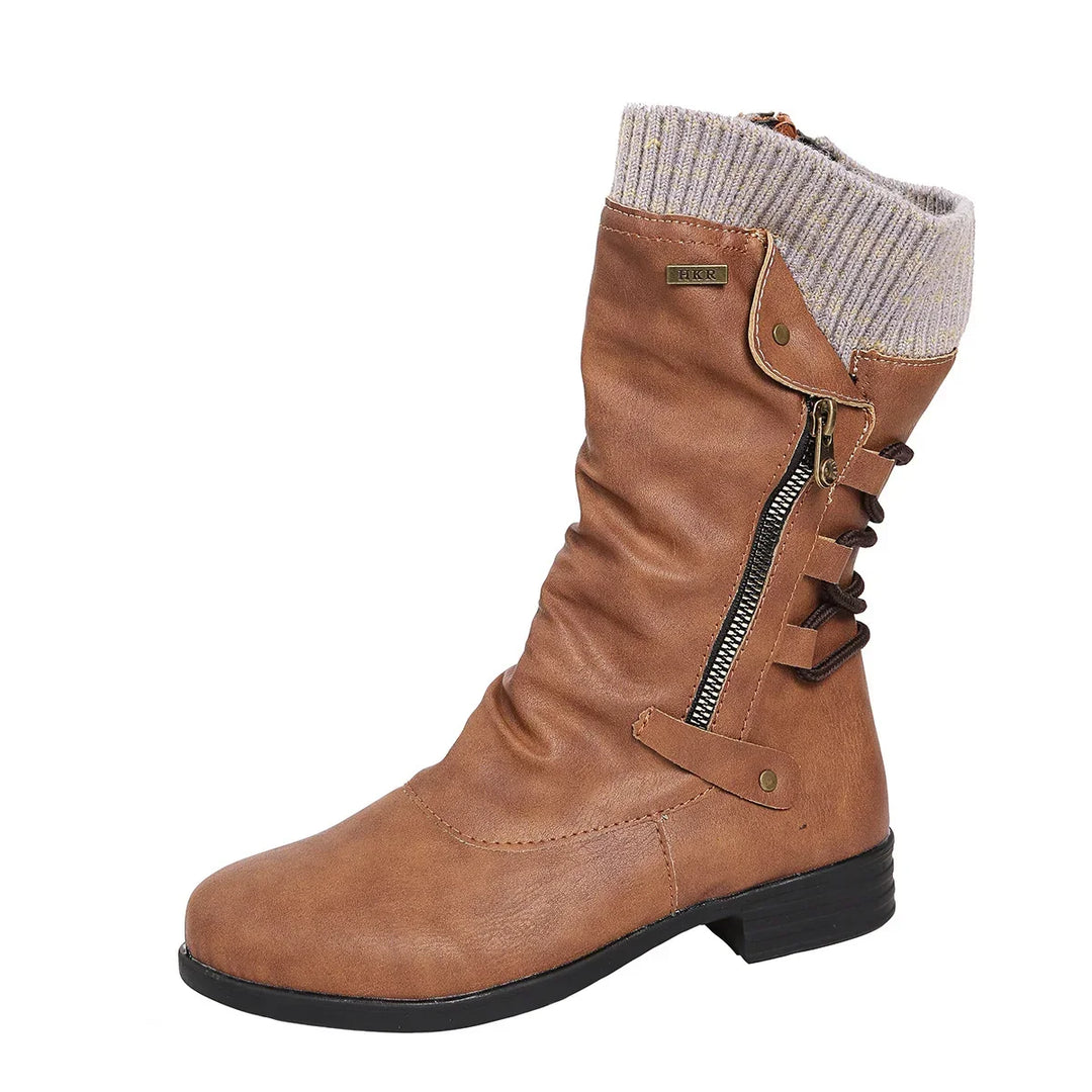 Lace Up Side Zip Draped Ankle Boots Women