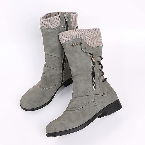 Lace Up Side Zip Draped Ankle Boots Women