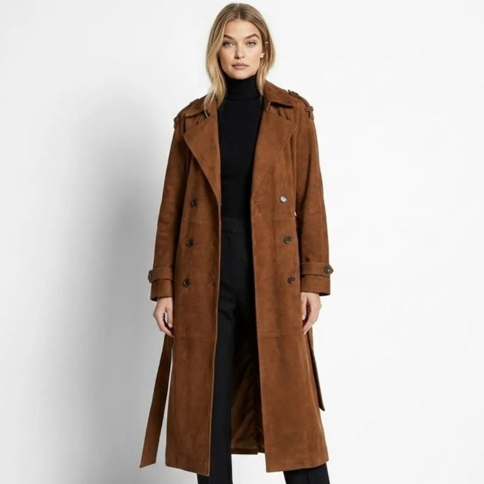 Fluid Trench Coat Oversized Belted Classic Women