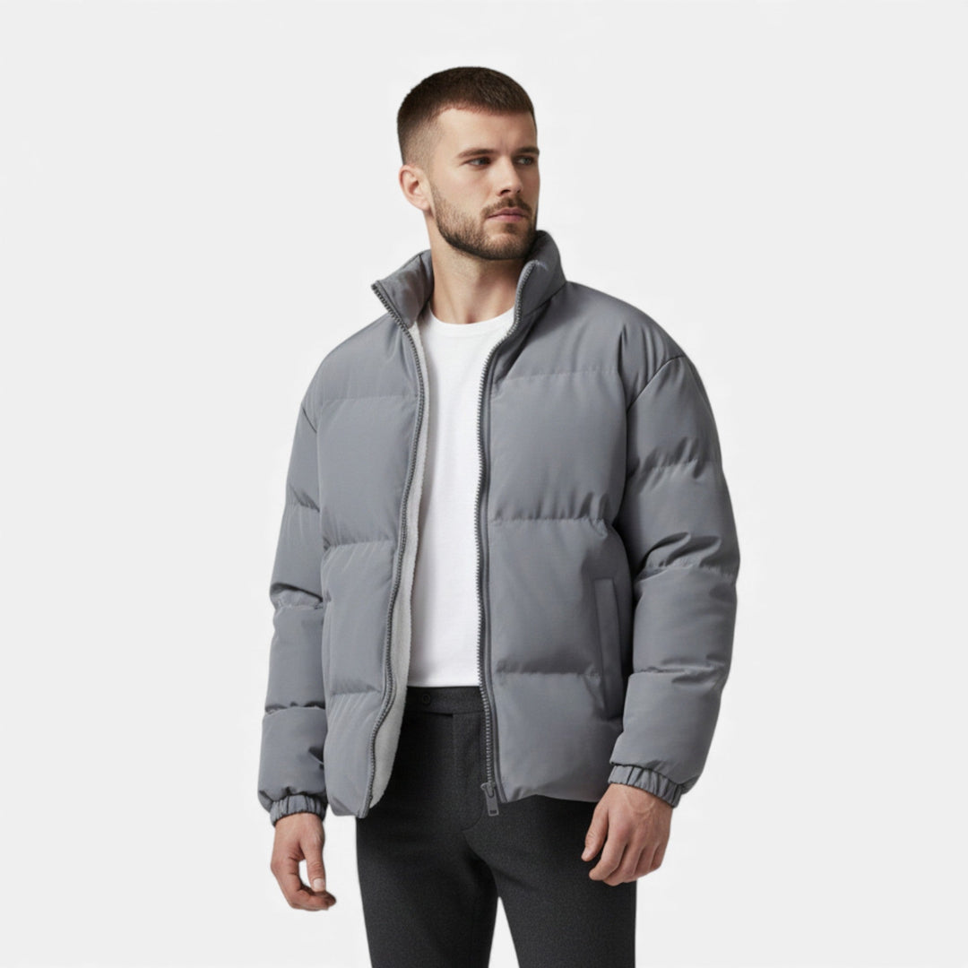 Quilted Puffer Jacket Mens Minimal Funnel Neck