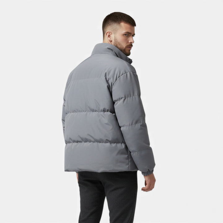 Quilted Puffer Jacket Mens Minimal Funnel Neck