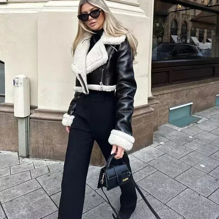 Cropped Structured Zip Up Coat Women