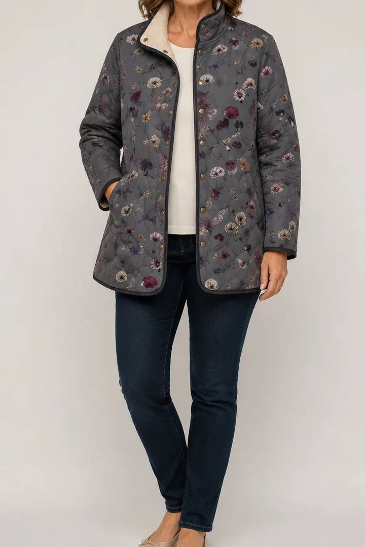 Womens Floral Quilted Jacket Light Padded Layer