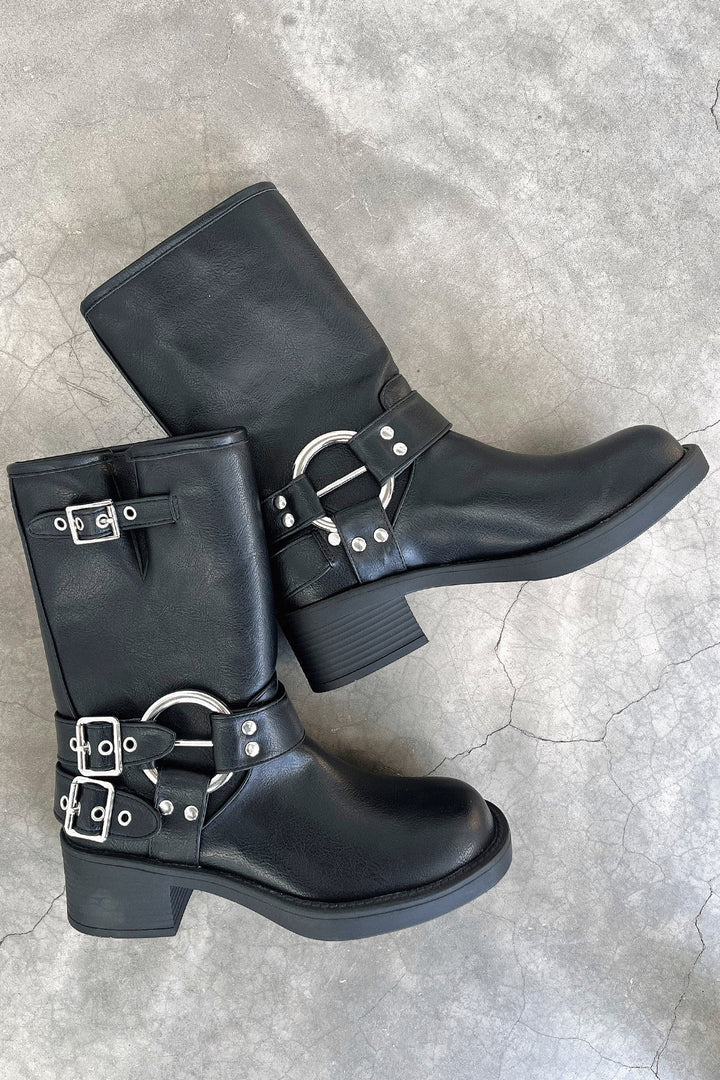 Womens Block Heel Chunky Lug Sole Boots
