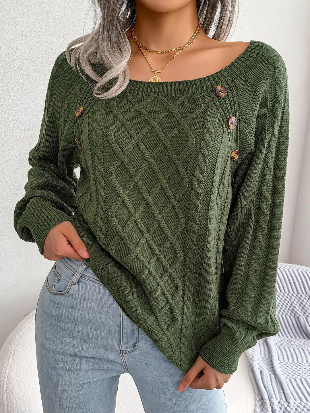 Cable Knit Oversized Sweater Longline Women