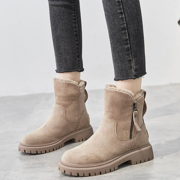 Chunky Ankle Boots Side Zip Contemporary Women