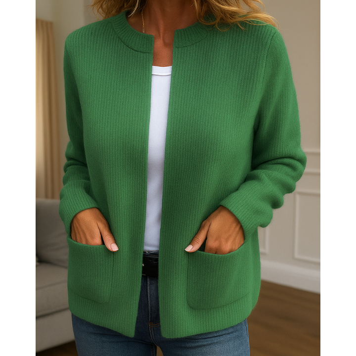 Ribbed Crew Neck Cardigan Relaxed Oversized Knit