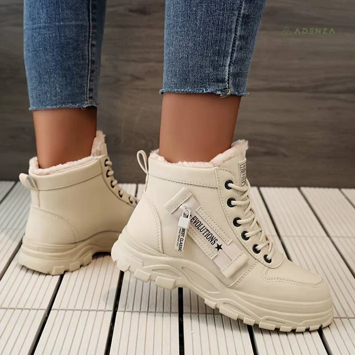Lace Up Leather Style Ankle Boots for Women
