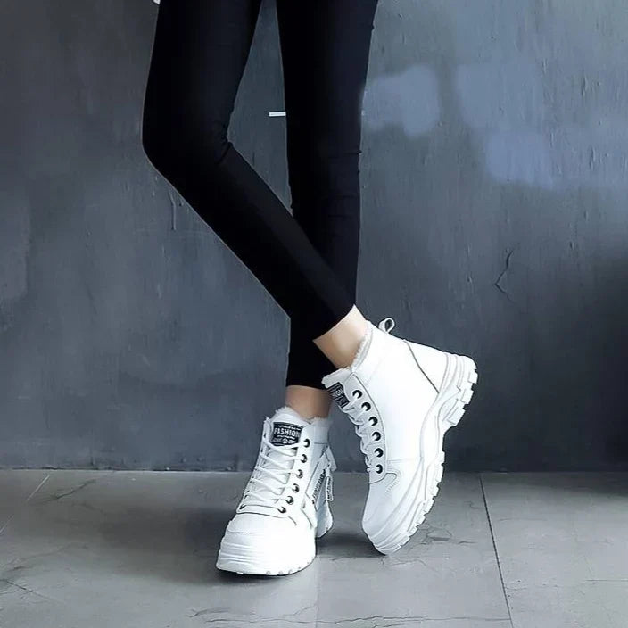 Lace Up Leather Style Ankle Boots for Women