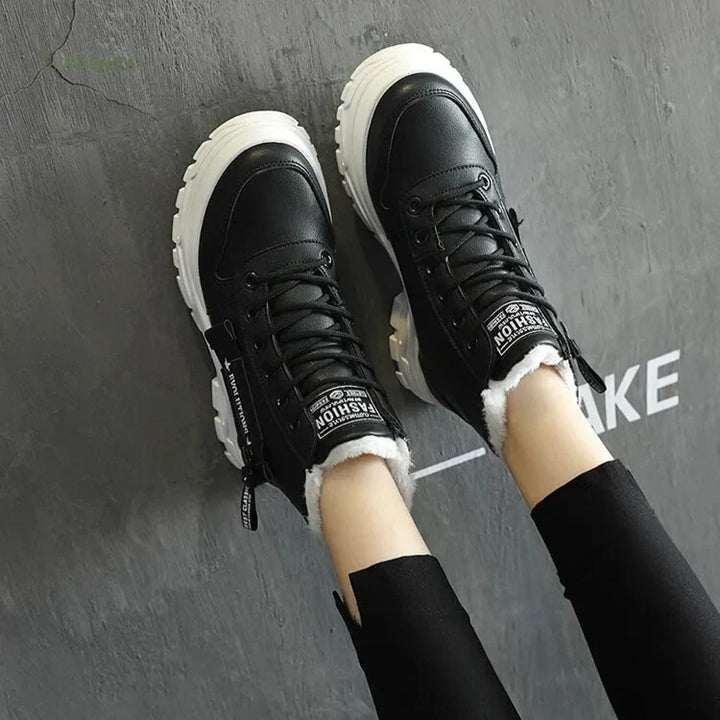 Lace Up Leather Style Ankle Boots for Women