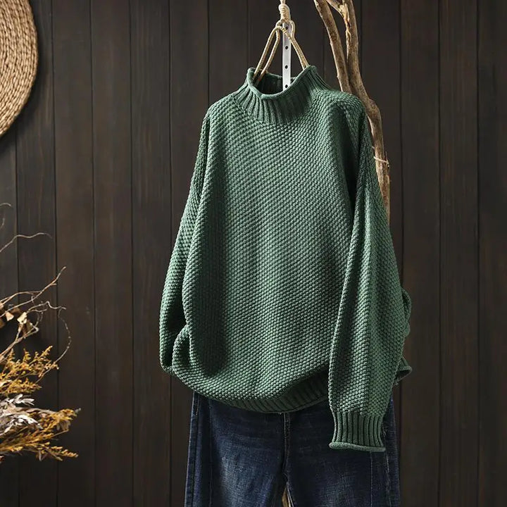 Womens Mock Neck Ribbed Oversized Longline Sweater