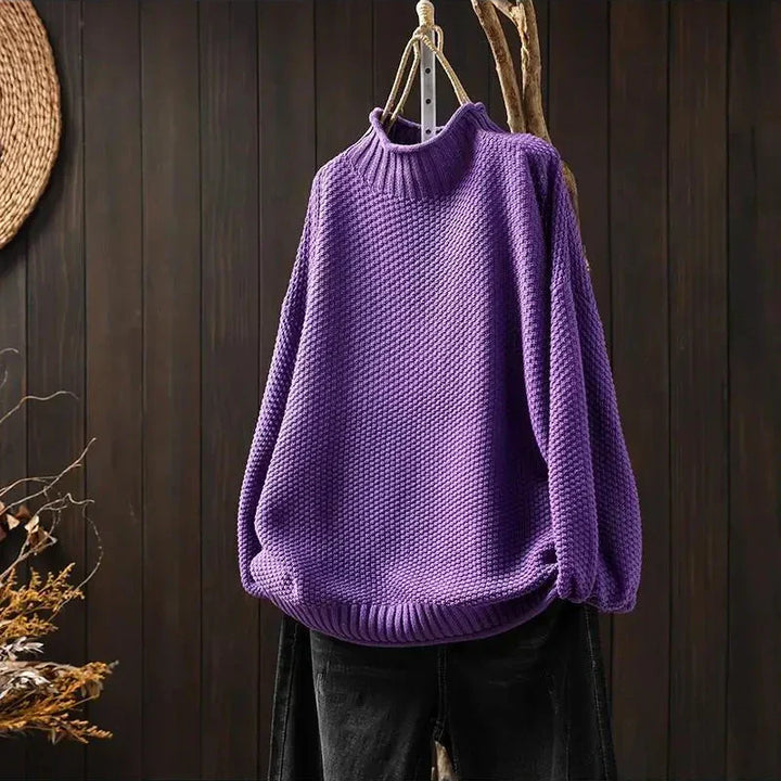 Womens Mock Neck Ribbed Oversized Longline Sweater