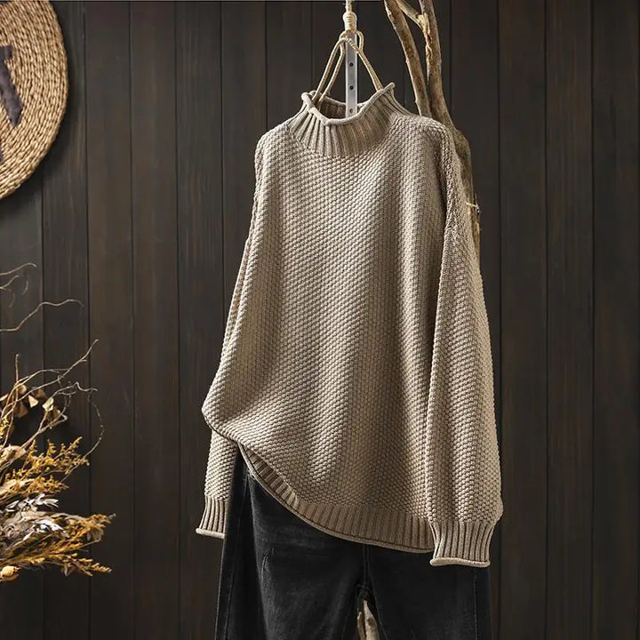 Womens Mock Neck Ribbed Oversized Longline Sweater