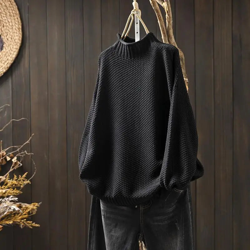 Womens Mock Neck Ribbed Oversized Longline Sweater