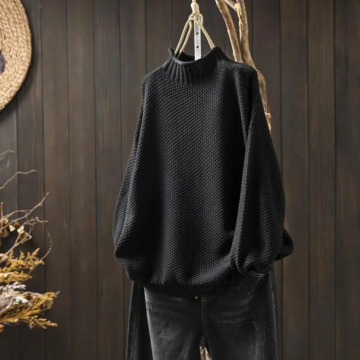 Womens Mock Neck Ribbed Oversized Longline Sweater