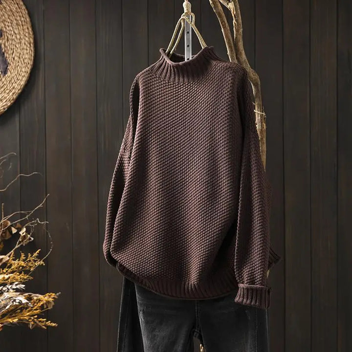 Womens Mock Neck Ribbed Oversized Longline Sweater