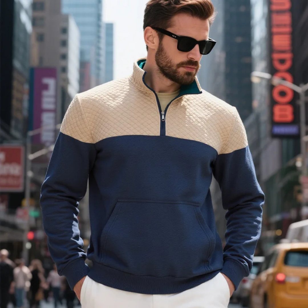 Oversized Zip Up Knit Sweater Relaxed Fit Men