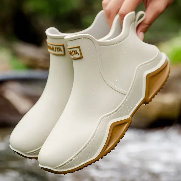 Ankle Boots Polished Leather Round Toe Women