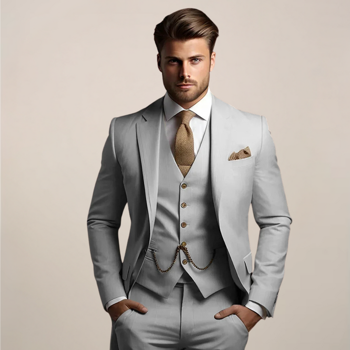 Ribbed Slim Fit Suit Blazer and Trousers Set Men