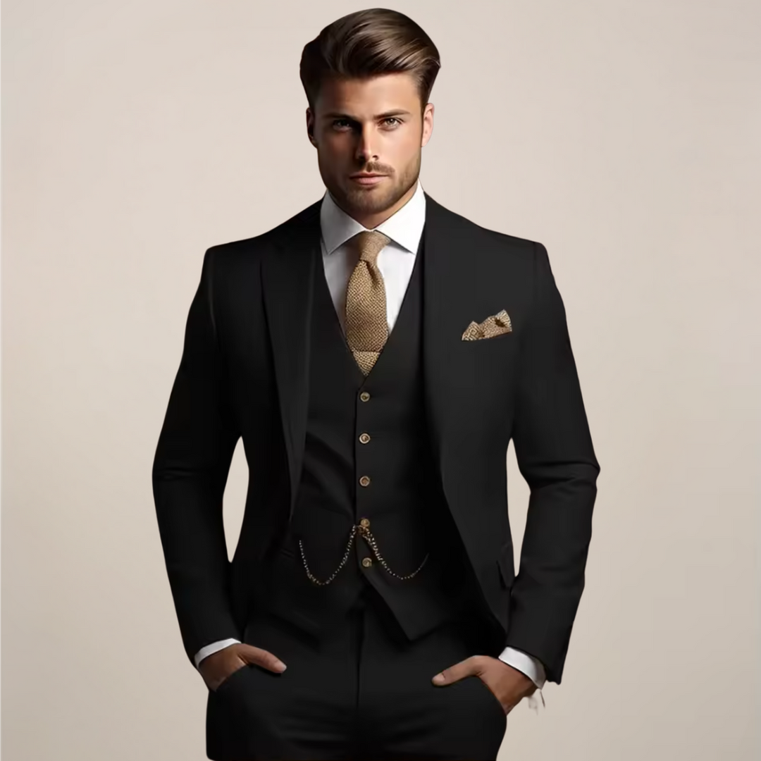Ribbed Slim Fit Suit Blazer and Trousers Set Men