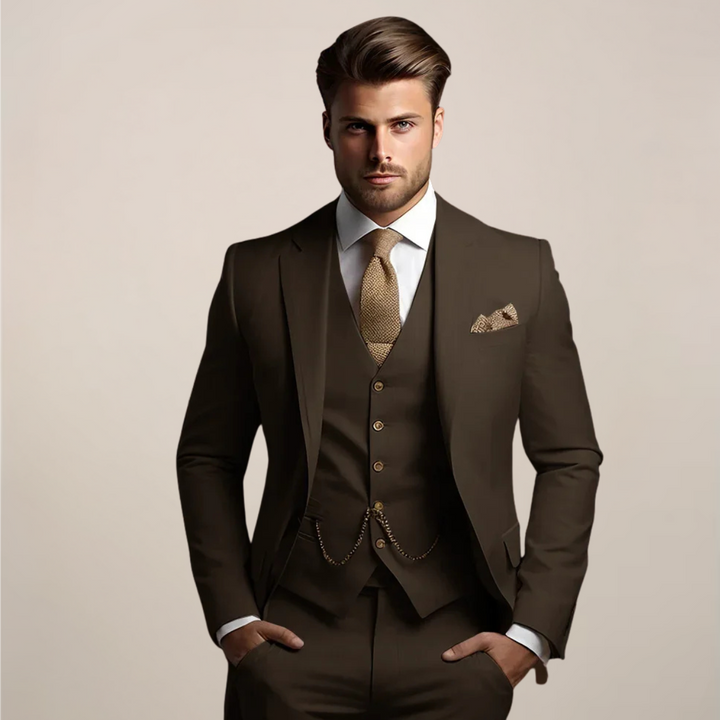 Ribbed Slim Fit Suit Blazer and Trousers Set Men