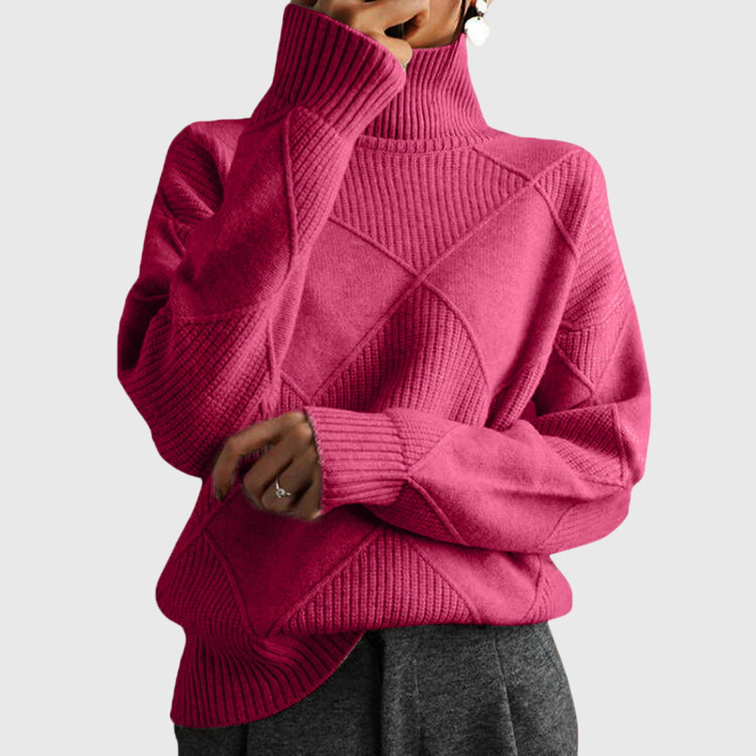 Turtleneck Ribbed Oversized Sweater for Women