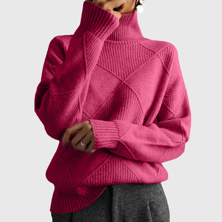 Turtleneck Ribbed Oversized Sweater for Women