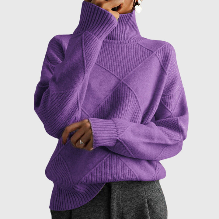 Turtleneck Ribbed Oversized Sweater for Women