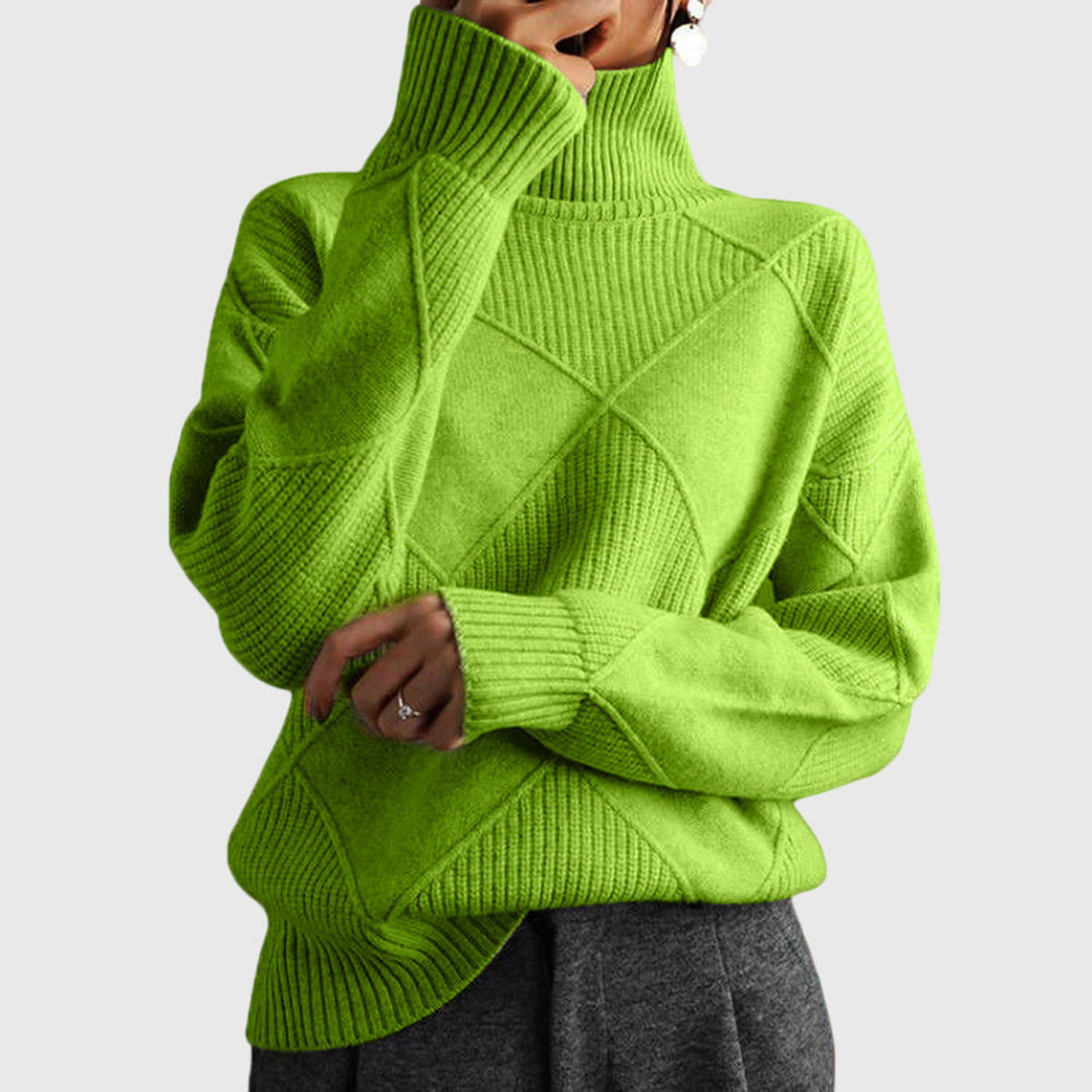 Turtleneck Ribbed Oversized Sweater for Women