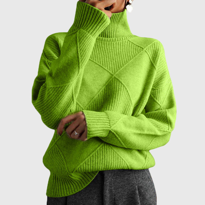Turtleneck Ribbed Oversized Sweater for Women