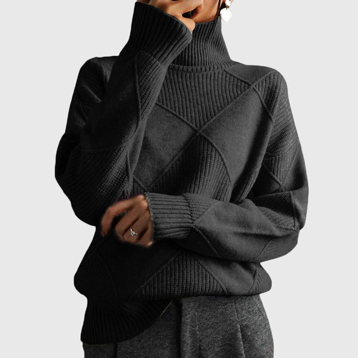 Turtleneck Ribbed Oversized Sweater for Women