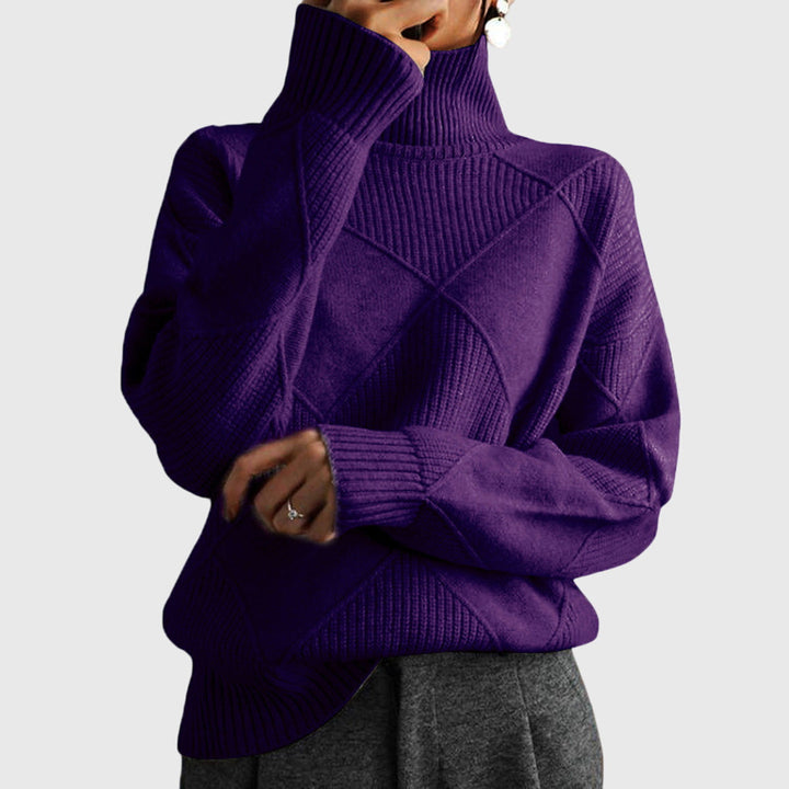 Turtleneck Ribbed Oversized Sweater for Women