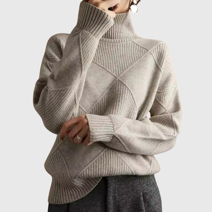 Turtleneck Ribbed Oversized Sweater for Women