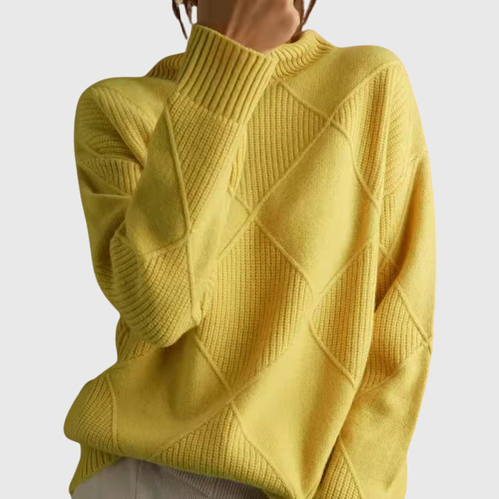 Turtleneck Ribbed Oversized Sweater for Women