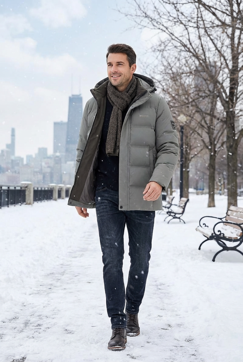 Oversized Hooded Longline Coat for Men
