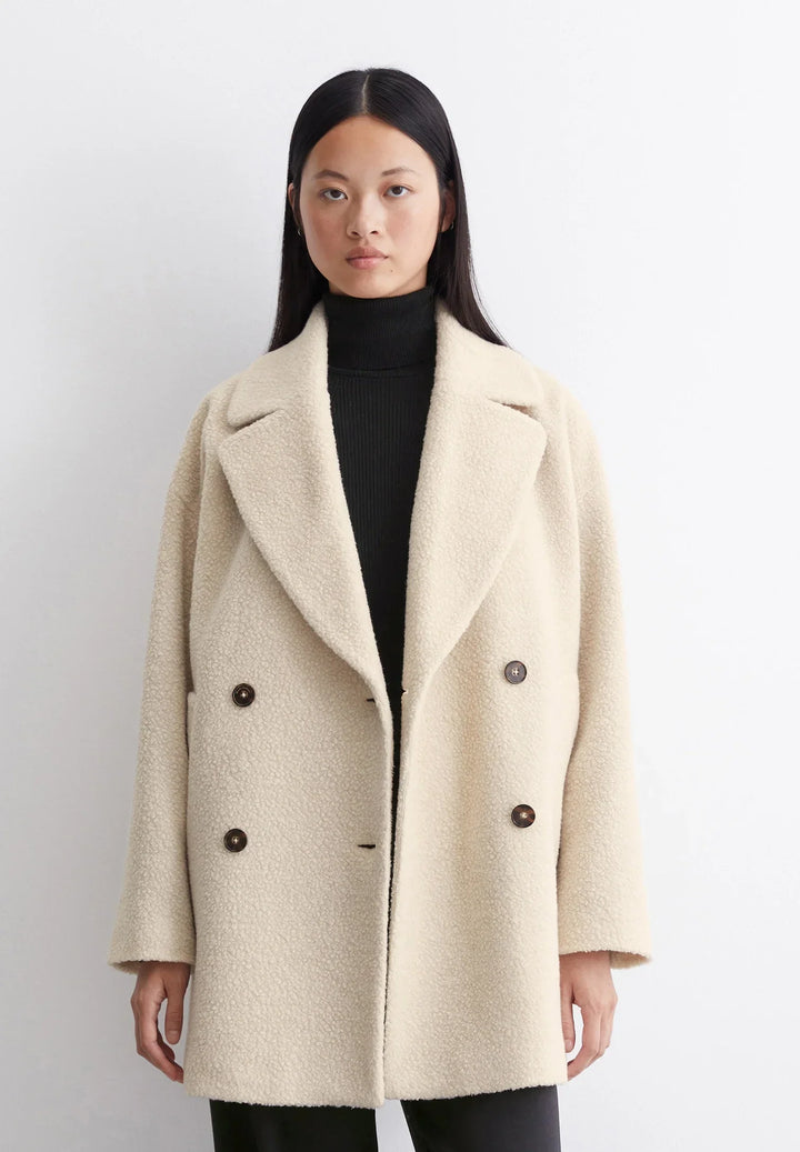 Womens Double Breasted Longline Notch Lapel Coat
