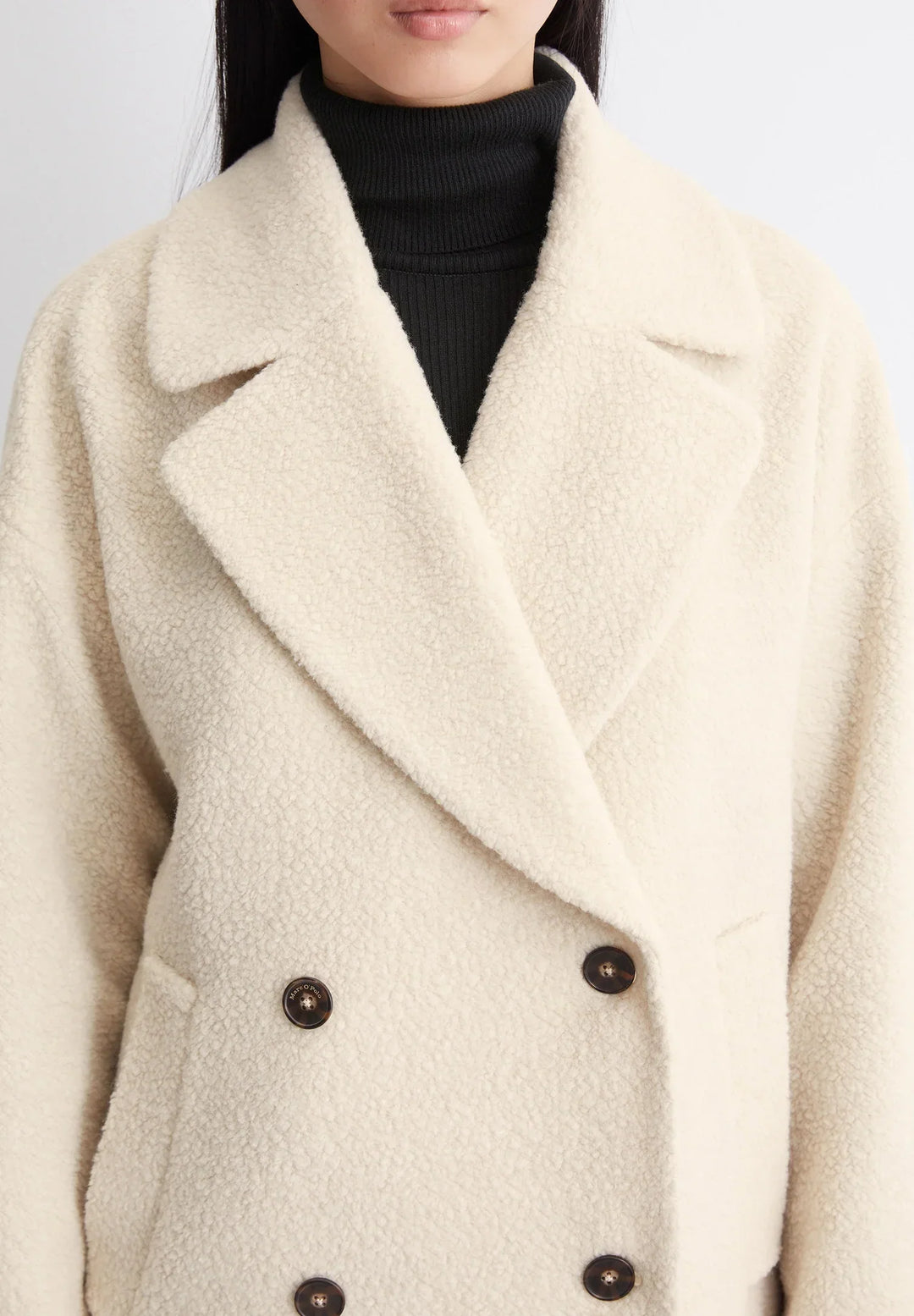 Womens Double Breasted Longline Notch Lapel Coat