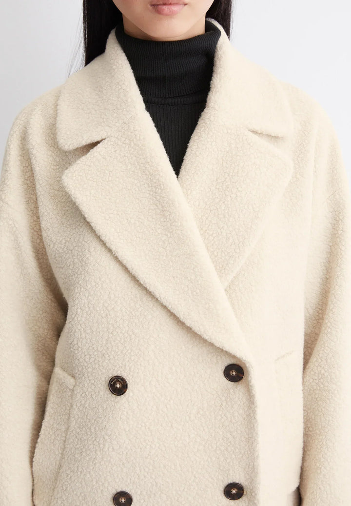 Womens Double Breasted Longline Notch Lapel Coat